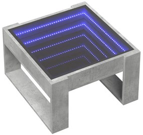 Mesa de centro luzes LED Infinity 50x53x30 cm cinzento cimento