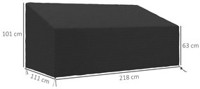 Capa Protetora para Móveis de Jardim 218x111x63-101 cm Cobertura de Móveis de Tecido Oxford 600D Impermeável para Sofás Bancos