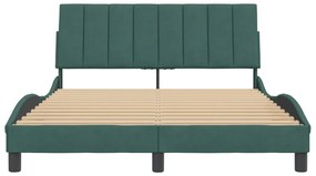 Estrutura de cama sem colchão 140x200 cm veludo verde-escuro