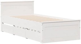 Estrutura de cama s/ colchão e c/ cabeceira pinho maciço branco