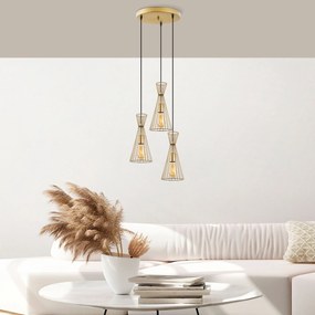 Chandelier Teltom – Dourado Brilhante – 68 x 68 x 125 cm