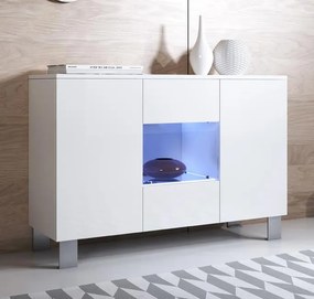 Aparador Clash de 120cm com Luzes LED e Pernas em Aluminio - Branco Br