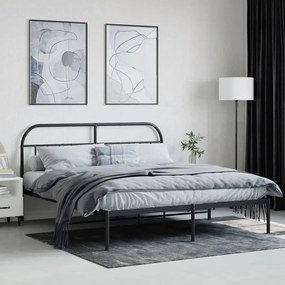 Estrutura de cama com cabeceira 160x200 cm metal preto