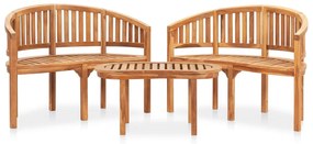 vidaXL 3 pcs conj. lounge de jardim formato banana teca maciça