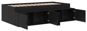 Estrutura de Cama de Armazenamento Carvalho Preto 75x190 cm