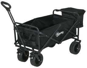 Carrinho de Transporte Dobrável com Bolsa Térmica Removível Capacidade 100 kg para Campismo Praia 113x57x77-100 cm Preto