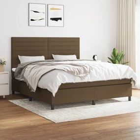 vidaXL Cama com molas/colchão 160x200 cm tecido castanho-escuro