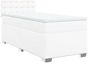 Cama com molas/colchão 80x200 cm couro artificial branco