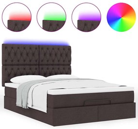 Estrutura cama otomana colchão 140x190cm tecido castanho escuro