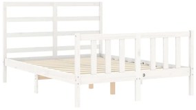 Estrutura de cama com cabeceira 120x200cm madeira maciça branco