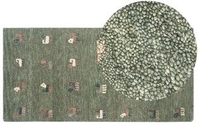 Tapete Gabbeh em lã verde 80 x 150 cm KIZARLI Beliani