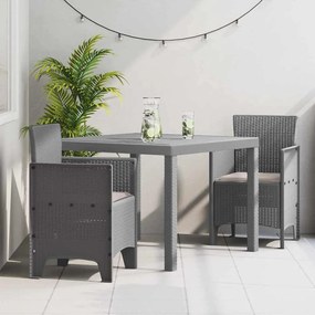 vidaXL Conjunto de Jantar de Jardim com 3 Peças e Almofadas Cinza Claro em Rattan Sintético