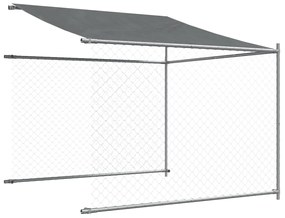 Jaula para cão com telhado/porta 4x2x2 m aço galvanizado cinza