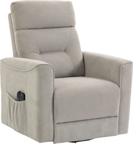 HOMCOM Poltrona Elevatória Elétrica Massagem Vibratória e Aquecimento, Poltrona Elétrica Relax, Encosto Reclinável, Chenille, Cinza | Aosom Portugal