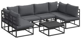 vidaXL Conjunto de Sofá de Jardim com almofada 7 pcs Preto Alumínio