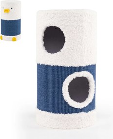 Casa-árvore para gatos de 2 andares em forma de patinho 35 x 66 cm (Diâmetro x AL), tapete de sisal para arranhar, caverna escondida, barril, brinqued
