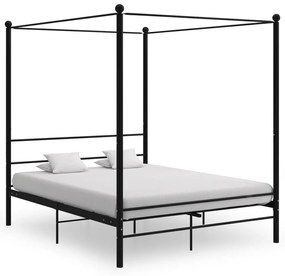 vidaXL Estrutura de cama dossel 160x200 cm metal preto
