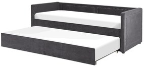 Cama dupla em bombazine cinzento escuro 90 x 200 cm MIMIZAN Beliani