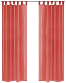 vidaXL Cortinas em voile 2 pcs 140x175 cm vermelho