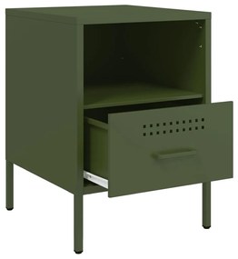 Mesas de cabeceira 2 pcs 36x39x50,5 cm aço verde azeitona