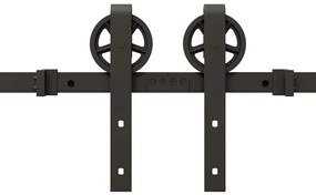 Kit de ferragens para porta deslizante 366 cm aço preto