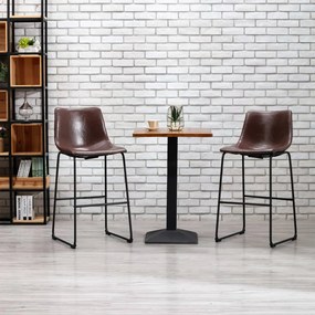 vidaXL Bancos de bar 2 pcs couro artificial castanho brilhante
