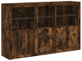 Aparador com luzes LED 162x37x100 cm carvalho fumado