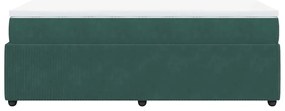 Cama boxspring com colchão 120x190 cm veludo verde-escuro