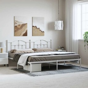 vidaXL Estrutura de cama com cabeceira 193x203 cm metal branco