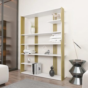 Estante Jenny – Branco e Dourado – 120 cm x 160 cm x 29,6 cm