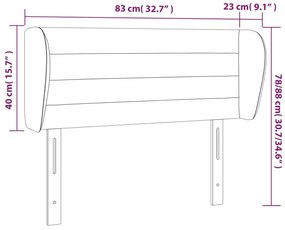 Cabeceira de cama c/ abas tecido 83x23x78/88 cm cinzento-claro