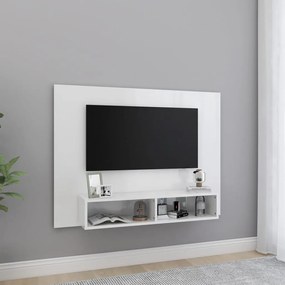 vidaXL Armário parede p/ TV 120x23,5x90 cm madeira branco brilhante