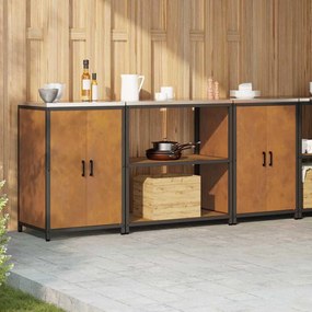 Conjunto de Armazenamento de Cozinha 3 pcs Ferro Enferrujado