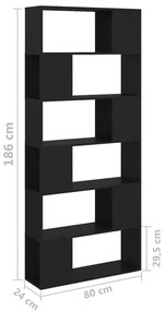 Estante/divisória 80x24x186 cm derivados de madeira preto