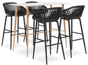 vidaXL 5 pcs conjunto de bar branco e preto