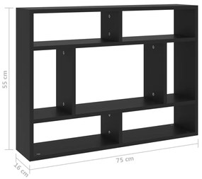 Estante de parede 75x16x55 cm contraplacado preto