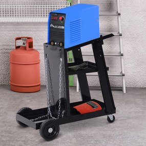 Carro de Soldadura Móvel (MAQUINA SOLDAR NÃO INCLUIDA), 71 x 39 x 70 cm, 3 Níveis, Preto