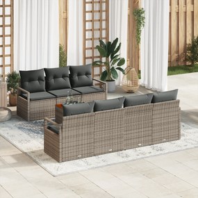 Conjunto de Sofás de Jardim vidaXL de 8 Peças com Almofadas Cinza Ratt