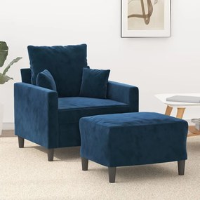 vidaXL Poltrona com apoio de pés 60 cm veludo azul