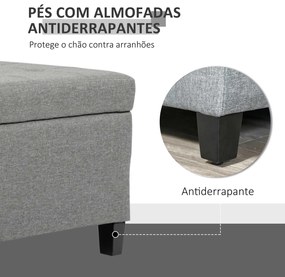 Banco com Arrumação/Baú – Mo – 125x49x41,5 cm – Cinzento – Estofamento