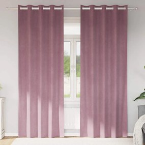 Cortinas Blackout vidaXL com ilhós 2 pcs Rosa Escuro Veludo