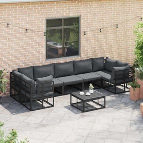 Conjunto de Sofá de Jardim 7 pcs Preto Alumínio