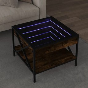Mesa de centro luzes LED Infinity 50x50x38 cm carvalho fumado