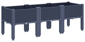 Vaso/floreira de jardim c/ pernas 120x40x42 cm PP cinzento azul