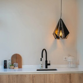 Candeeiro de suspensão industrial preto com malha - Carcass