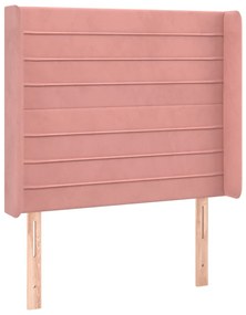 Cabeceira de cama c/ luzes LED veludo 83x16x118/128 cm rosa