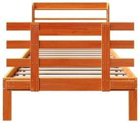 Estrutura cama c/ cabeceira 75x190 cm pinho maciço castanho-mel