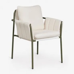 Cadeira De Jantar Com Braços Estofada E Em Aço Zunika Verde Azeitona Intenso - Sklum