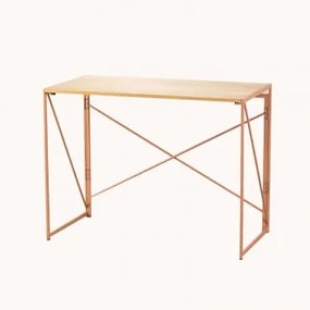Escrivaninha Rebatível Retangular Em Mdf E Metal (100x50 Cm) Andra Rosa Claro - Sklum