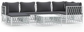 vidaXL 7 pcs conjunto lounge de jardim com almofadões aço branco